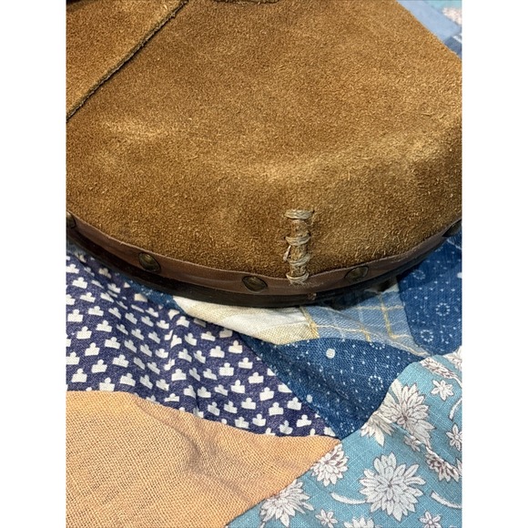 Skechers Suede Clogs Womens 8 Tan Slip On Buckle Strap Mule Sandals 90s - Picture 8 of 13